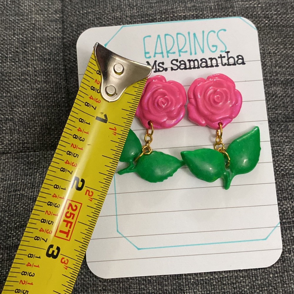 Clay Earrings -ROSES - Picture 4 of 5